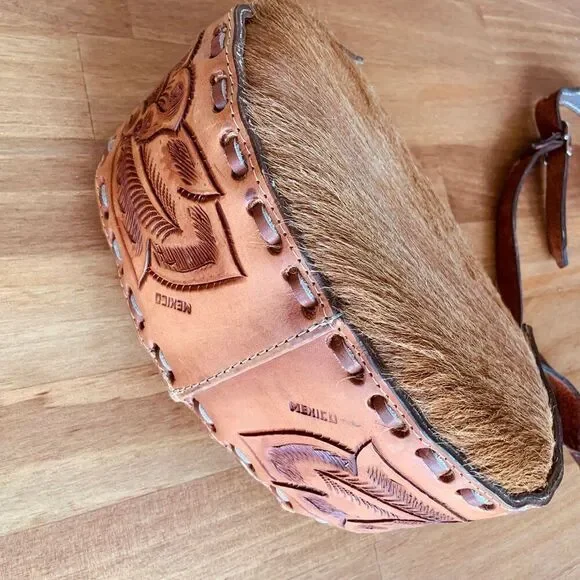 HAND TOOLED Leather Pony Hair Bag - Picture 7 of 14